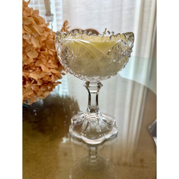 Candle in a Vintage crystal dish,  Vintage Decor - Picture 2 of 6